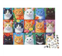 Cat Portraits Collection Jigsaw Puzzle Impossible 1000 Pezzi Animal Decorazione Per La Casa. Rilassamento E Intelligence Per Adulti E Bambini Da 12 Anni 70x50cm/1000pcs