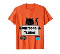 Cat Purr Gym Personal Trainer Esercizio Fitness Training Maglietta, Uomo, Arancio, XXL