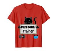Cat Purr Gym Personal Trainer Esercizio Fitness Training Maglietta, Uomo, Rosso, M