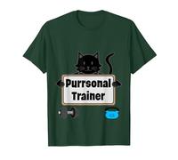 Cat Purr Gym Personal Trainer Esercizio Fitness Training Maglietta, Uomo, Verde Foresta, 3XL