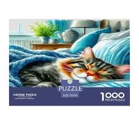 Cat Puzzle 1000 Pièces Pour Adultes Et Enfants Dès 14 Ans Jeu Cadeau Unique Cute Kitten Divertissement Créatif Cadeau Classiques Décoration De La Maison 70x50cm/1000pcs