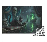 Cat Puzzle Giochi 1000 Pezzi Regalo Per Amore E Amico Arte Skeleton And Black Cat Puzzle Adulti Foto 1000pcs (75x50cm)