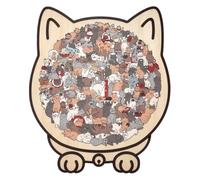 Cat Puzzle - Wooden 135 Piece Brain Teaser Activity Board Intricate Design, Cognitive Learning Challenge | Decorative Jigsaw Toy for Children Classroom Nursery Birthday Gift