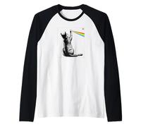 Cat Rainbow Prism Arte Giapponese - Spettro di Luce Minimalista Maglia con Maniche Raglan