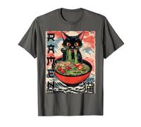 Cat Ramen Shirts Japanese Funny MensGraphic Kawaii Anime Cat Maglietta