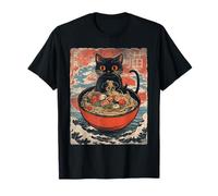 Cat Ramen Shirts Japanese Funny MensGraphic Kawaii Anime Cat Maglietta