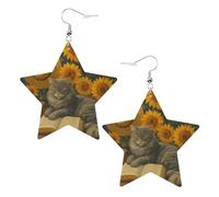 Cat Reading Book On Sunflower Bench Orecchini Leggera Pendenti Moda Orecchini Da Donna Per Carnevale Feste