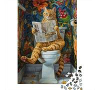Cat Reading Newspaper 1000 Componenti Cartone Resistente Puzzle Familiare Fan Dei Rompicapo Sera Di Giochi in Famiglia Livello Di Difficoltà Equilibrato 52x38cm/1000pcs