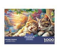 Cat Resting on Pink Blanket Watching Birds Puzzle 1000 Pezzi Compact Box Offrire in Regalo Gioco Familiare Festa Aziendale Regalo Per Amore E Amico Per Adulti E Bambini Dai 14 Anni In Su 38x26cm/1000
