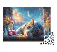 Cat Rests on Windowsill at Dawn Jigsaw Puzzles,1000 Pezzi Puzzle Pet, Gioco Familiare, Festa Aziendale, Regalo Per Amore E Amico 70x50cm/1000pcs