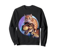 Cat Riding Dinosaur Adventure Funny Cat Lovers Felpa