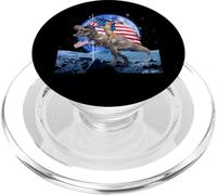 Cat Riding Dinosaur In Moon US Patriotic Flag 4th Of July PopSockets PopGrip per MagSafe