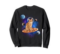 Cat Riding Pizza in Space Galaxy Funny Kitten Cats Lovers Felpa