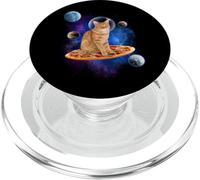 Cat Riding Pizza In Space Galaxy Funny Kitten Cats Lovers PopSockets PopGrip per MagSafe