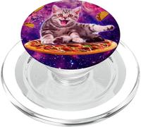 Cat Riding Pizza In Space Galaxy Taco Kitten Cats Lovers PopSockets PopGrip per MagSafe