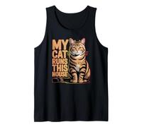 Cat Runs My House Citazione Umoristica Divertente Canotta