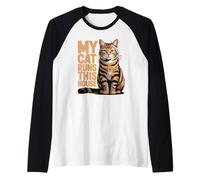 Cat Runs My House Citazione Umoristica Divertente Maglia con Maniche Raglan
