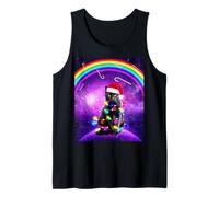Cat Santa Hat Christmas Tree Lights in Space Funny Xmas Canotta