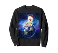 Cat Santa Hat Christmas Tree Lights in Space Funny Xmas Felpa