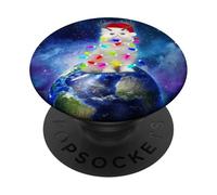 Cat Santa Hat Christmas Tree Lights In Space Funny Xmas PopSockets PopGrip Adesivo