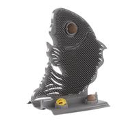 Cat Self Groomer Fish Shape - Kitten Corner Massage Scratcher | Kitten Wall Groomer Board with Catnip and Bell for Entertainment Stress Relief Living Room Indoor Home Bedroom Apartment