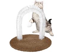 Cat Self Groomer, Self Grooming Arch Brush, Shedding Hair Remover Tool with Scratching Pad, Non-Slip Massage Toy, Ideal for Furniture Protection, Daily Pet Care, Blue, Dark Coffe