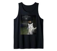 Cat Selfie Alien UFO Divertente Incontro Canotta
