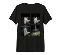 Cat Selfie Alien UFO Divertente Incontro Design Maglietta Premium
