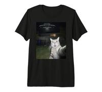 Cat Selfie Alien UFO Divertente Incontro Maglietta Premium