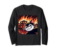Cat Selfie in Front of a Burning Building Cat Lovers Maglia a Manica