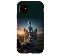 Cat Selfie with Alien on the Back Funny for Kids Teens Adult Custodia per iPhone 11