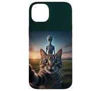 Cat Selfie with Alien on the Back Funny for Kids Teens Adult Custodia per iPhone 14 Plus