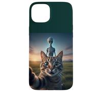 Cat Selfie with Alien on the Back Funny for Kids Teens Adult Custodia per iPhone 15 Plus