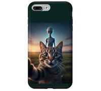 Cat Selfie with Alien on the Back Funny for Kids Teens Adult Custodia per iPhone 7 Plus/8 Plus