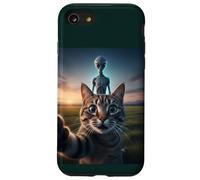 Cat Selfie with Alien on the Back Funny for Kids Teens Adult Custodia per iPhone SE (2020) / 7/8