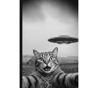 Cat Selfie with Alien UFO Funny Cat for Men Women notebook journal 6x9 120 pages lined paperback: cat meme notebook