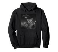 Cat Selfie With Alien UFO Shirt Las Vegas Cat UFO Invasion Felpa con Cappuccio