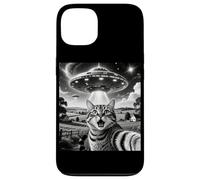 Cat Selfie With Aliens UFO Funny Cats Alien Abduction Custodia per iPhone 13