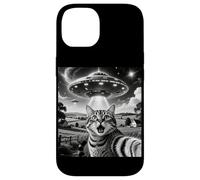 Cat Selfie With Aliens UFO Funny Cats Alien Abduction Custodia per iPhone 14