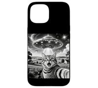 Cat Selfie With Aliens UFO Funny Cats Alien Abduction Custodia per iPhone 15