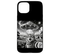 Cat Selfie With Aliens UFO Funny Cats Alien Abduction Custodia per iPhone 15 Plus