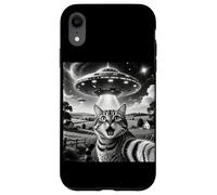 Cat Selfie With Aliens UFO Funny Cats Alien Abduction Custodia per iPhone XR