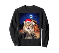 Cat Selfie with Santa, Reindeer, And Sleigh Funny Christmas Felpa