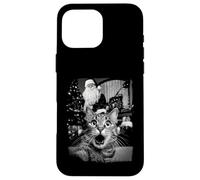 Cat Selfie with Surprised Santa Funny Christmas Vintage Custodia per iPhone 16 Pro Max