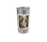 Cat Selfie with T-Rex Dinosaur Funny Cat Bicchiere termico in acciaio inox doppia parete