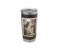Cat Selfie with T-Rex Dinosaur Funny Cat Bicchiere termico in acciaio inox doppia parete