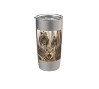 Cat Selfie with T-Rex Dinosaur Funny Cat Bicchiere termico in acciaio inox doppia parete