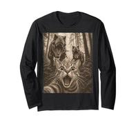 Cat Selfie with T-Rex Dinosaur Funny Cat Maglia a Manica
