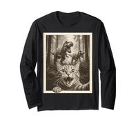 Cat Selfie with T-Rex Dinosaur Funny Cat Maglia a Manica