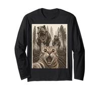 Cat Selfie with T-Rex Dinosaur Funny Cat Maglia a Manica